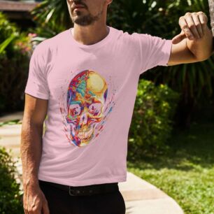 Abstract Colorful Skull Artwork Tshirt