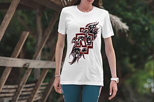 Abstract Tribal Design with Red Geometric Patterns Tshirt