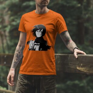 Anime Character in Black and White Tshirt