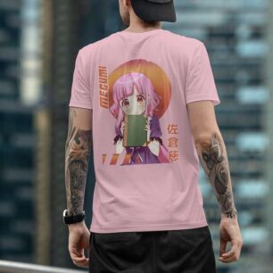 Anime Character with Pink Hair and Book Tshirt