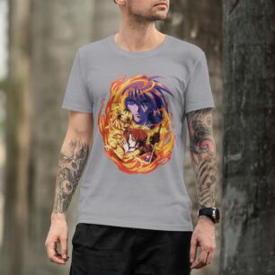 Anime Scene with Fiery Background Tshirt