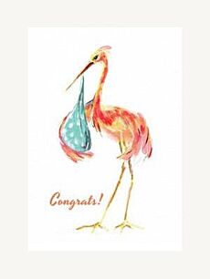 Watercolor stork - Card