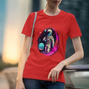 Colorful Astronaut in Space Tshirt