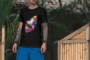 Colorful Space Shuttle Art Tshirt