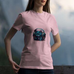 Cyber Cat with Headphones Tshirt