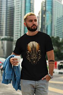 Gothic Castle with Skulls and Full Moon Tshirt