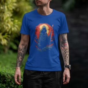 Grim Reaper in Fiery Landscape Tshirt