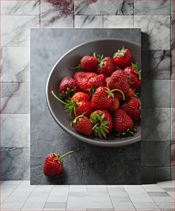 Πίνακας, A Bowl of Strawberries Ένα μπολ με φράουλες