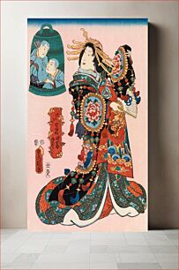 Πίνακας, A Courtesan Performing the Kawasaki Dance (1856) woodblock print by Kunisada