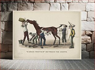 Πίνακας, A "Crack trotter" between the heats (1875) by Currier & Ives