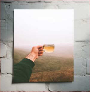 Πίνακας, A Cup of Warmth in Misty Landscape Ένα φλιτζάνι ζεστασιά σε ομιχλώδες τοπίο