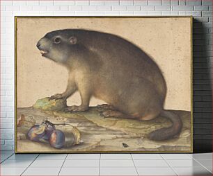 Πίνακας, A Marmot with a Branch of Plums (1605) by Jacopo Ligozzi