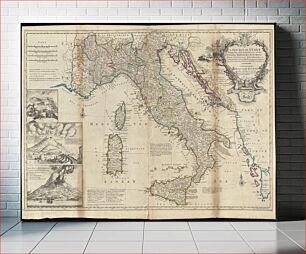 Πίνακας, A new map of Italy distinguishing all the sovereignties in it, whether states, kingdoms, dutchies, principalities, republicks, &c : with the post roads, and many remarks not extant in any map