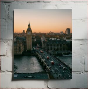 Πίνακας, A View of Big Ben and Westminster Bridge at Sunset Μια άποψη του Big Ben και της γέφυρας Westminster στο ηλιοβασίλεμα