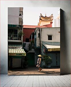 Πίνακας, A Woman Walking in a Quaint Street Μια γυναίκα που περπατά σε έναν γραφικό δρόμο