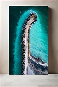 Πίνακας, Aerial View of a Pier Extending into the Ocean Αεροφωτογραφία μιας προβλήτας που εκτείνεται στον ωκεανό