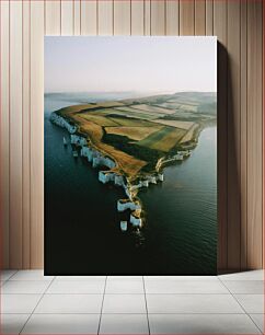 Πίνακας, Aerial View of Coastline and Farmland Αεροφωτογραφία της ακτογραμμής και των καλλιεργειών