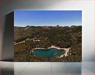 Πίνακας, Aerial View of Mountain Lake and Forest Εναέρια άποψη της λίμνης και του δάσους του βουνού