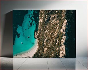 Πίνακας, Aerial View of Pristine Beach and Cliffs Αεροφωτογραφία της παρθένας παραλίας και των βράχων