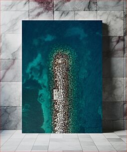 Πίνακας, Aerial View of Rock Pier in the Sea Εναέρια άποψη της προβλήτας βράχου στη θάλασσα