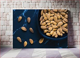 Πίνακας, Almonds on Dark Surface Αμύγδαλα σε σκοτεινή επιφάνεια