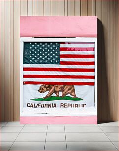 Πίνακας, American and California Republic Flags Σημαίες της Δημοκρατίας της Αμερικής και της Καλιφόρνια