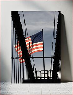 Πίνακας, American Flag on a Bridge Αμερικανική σημαία σε μια γέφυρα