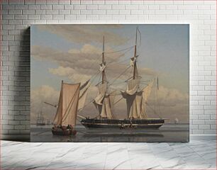 Πίνακας, An American Naval Brig Lying at Anchor While Her Sails Are Drying by C.W. Eckersberg