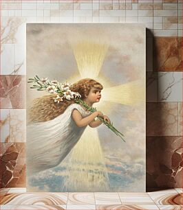 Πίνακας, An angel in the sky holding lilies on her shoulders from The Miriam and Ira D. Wallach Division Of Art, Prints and Photographs: Picture Collection published by L