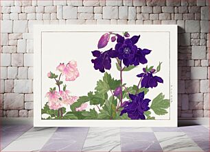 Πίνακας, Aquilegia flower woodblock painting