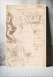 Πίνακας, Architectural Sketches and a Figure (recto); Figure and Anatomical Sketches (verso)