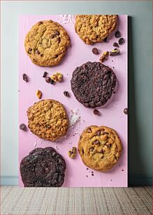 Πίνακας, Assorted Cookies on Pink Background Ποικιλία cookies σε ροζ φόντο