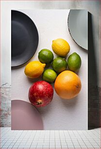 Πίνακας, Assorted Fruits on Plates Ποικιλία φρούτων σε πιάτα