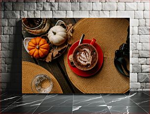 Πίνακας, Autumn Coffee and Pumpkins Φθινοπωρινός καφές και κολοκύθες