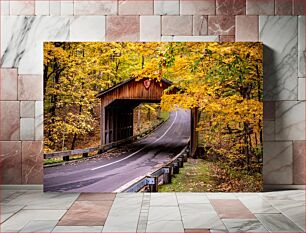 Πίνακας, Autumn Covered Bridge Φθινοπωρινή Σκεπαστή Γέφυρα