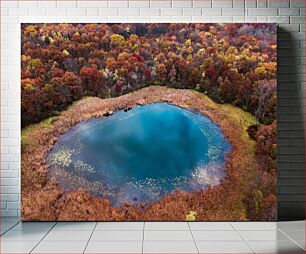 Πίνακας, Autumn Forest and Serene Lake Φθινοπωρινό δάσος και γαλήνια λίμνη