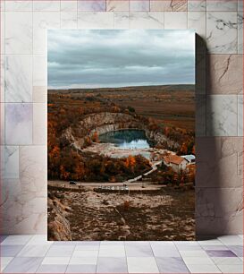 Πίνακας, Autumn Landscape with Quarry Lake Φθινοπωρινό Τοπίο με Λίμνη Λατομείου