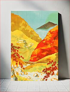 Πίνακας, Autumn: Red Leaves at Yunoyama Onsen (Osaka and Nagoya Rail Agency, 1930s). Japanese Poster (24.5" X 36.5")