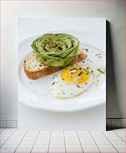 Πίνακας, Avocado Rose Toast with Fried Egg Τοστ τριαντάφυλλου αβοκάντο με τηγανητό αυγό