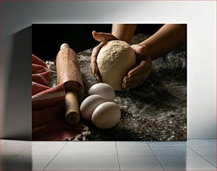 Πίνακας, Baking Preparation with Dough and Eggs Προετοιμασία ψησίματος με ζύμη και αυγά