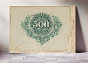 Πίνακας, Banknote motif: number 500 at the center of a circular design of lathe work with wavy edges, surrounded by an open wreath of leaves, berries and flowers