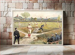 Πίνακας, Base ball / aquarelle print (1842-1910) chromolithograph art by Sandham, Henry