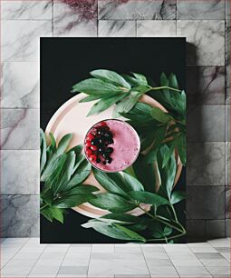 Πίνακας, Berry Smoothie with Leaves Μούρα Smoothie με φύλλα