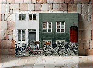 Πίνακας, Bicycles in Front of Colorful Buildings Ποδήλατα μπροστά από πολύχρωμα κτίρια