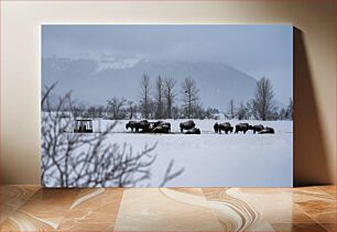 Πίνακας, Bison in Snowy Landscape Βίσωνας στο χιονισμένο τοπίο