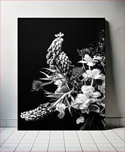 Πίνακας, Black and White Floral Arrangement Ασπρόμαυρη Floral Σύνθεση