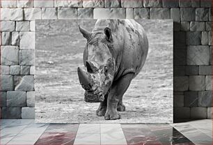 Πίνακας, Black and White Rhinoceros Ασπρόμαυρος Ρινόκερος