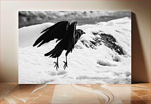 Πίνακας, Black Bird in Snow Μαύρο πουλί στο χιόνι