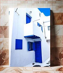 Πίνακας, Blue and White Building Γαλανόλευκο κτίριο