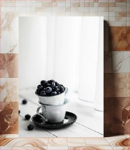 Πίνακας, Blueberries in Stacked Cups Βατόμουρα σε στοιβαγμένα φλιτζάνια